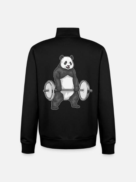 Panda Bodybuilder Barbell Bodybuilding - Unisex Organic Zip Sweatshirt by Stanley/Stella - black