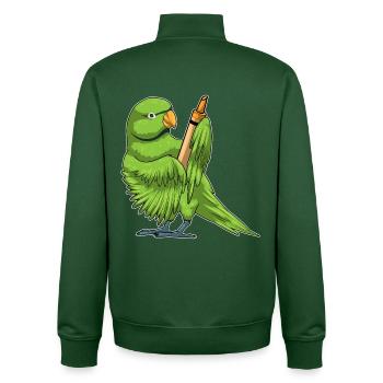 Parrot Student Crayon School - Unisex Organic Zip Sweatshirt by Stanley/Stella - bottle green - Back - AI Model Male 185 dark (185cm)