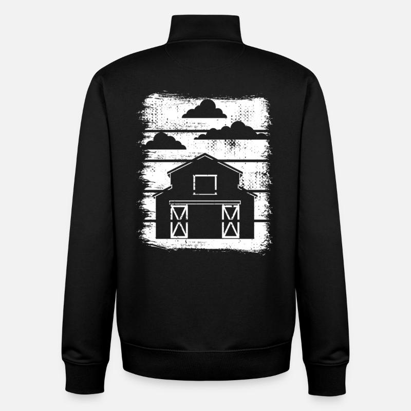 Scheune Zeichnung - Unisex Organic Zip Sweatshirt von Stanley/Stella - Schwarz