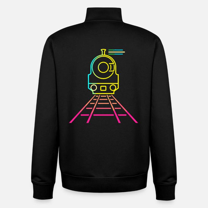 Style de dessin animé ferroviaire - Sweat zippé unisexe en coton bio Stanley/Stella - noir