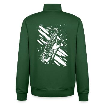 Saxophone - Sweat zippé unisexe en coton bio Stanley/Stella - vert bouteille - Dos - AI Model Male 185 dark (185cm)