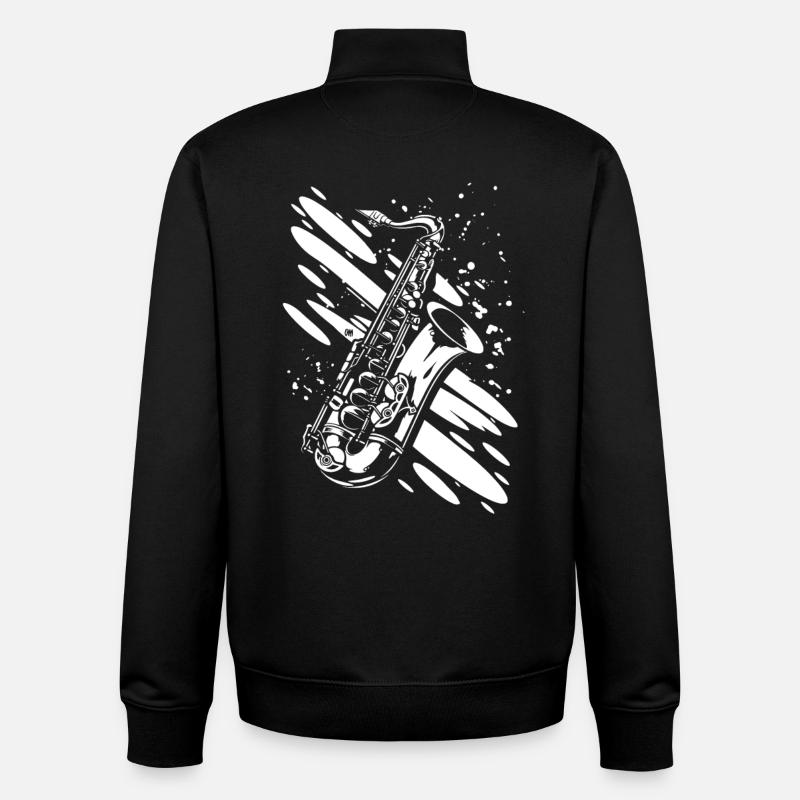 Saksofon - Bluza unisex rozpinana z bawełny organicznej Stanley/Stella - czarny