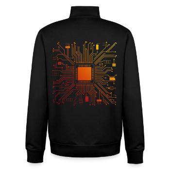 Tech Computer Motherboard Abstract Microchip - Unisex Organic Zip Sweatshirt by Stanley/Stella - black - Back - AI Model Male 185 light (185cm)