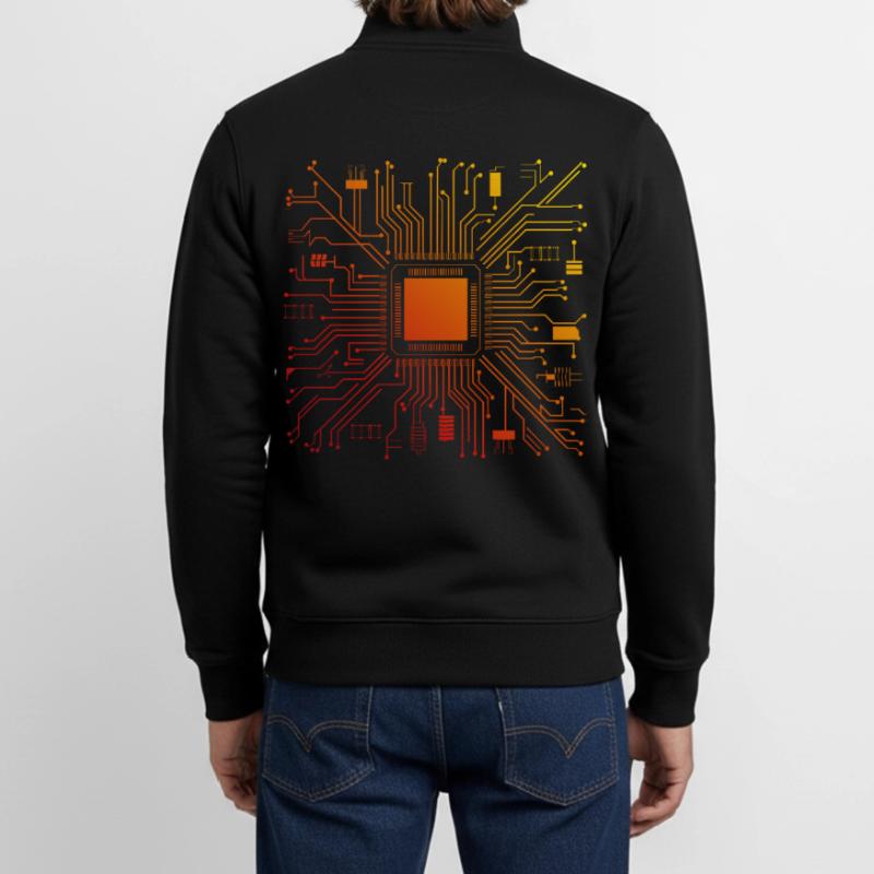 Tech Computer Motherboard Abstract Microchip Unisex Organic Zip Sweatshirt by Stanley/Stella