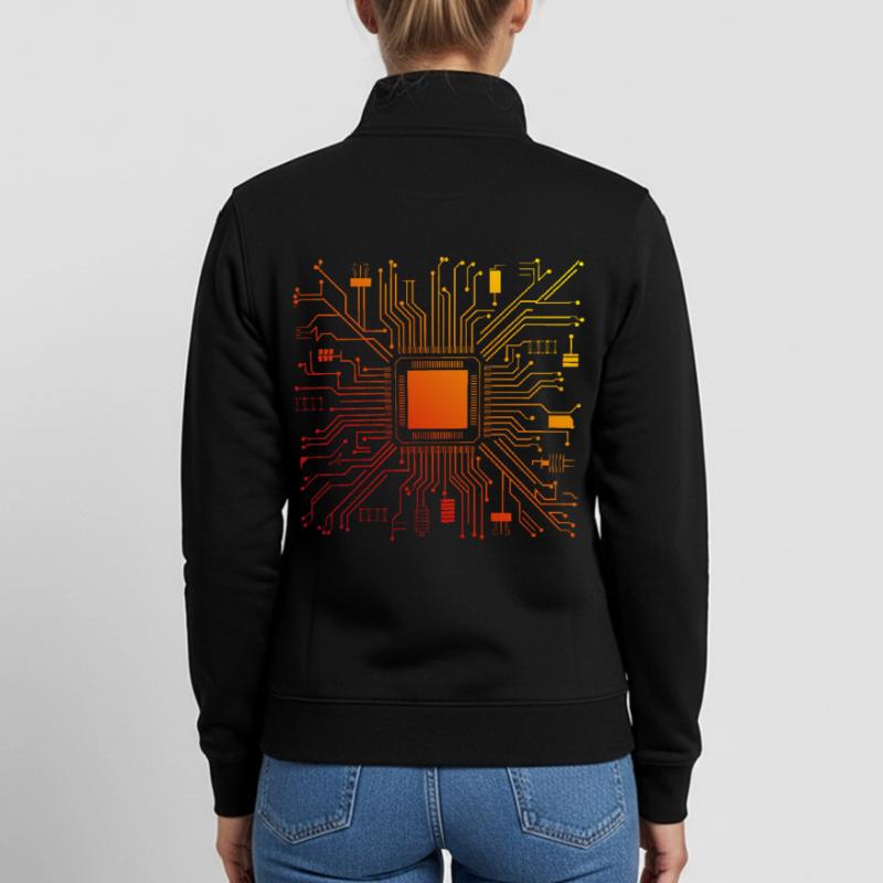 Tech Computer Motherboard Abstract Microchip Unisex Organic Zip Sweatshirt by Stanley/Stella