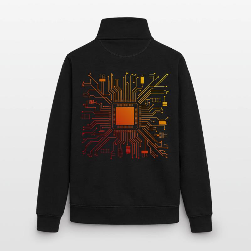Carte mère d’ordinateur technique Micropuce abstraite Sweat zippé unisexe en coton bio Stanley/Stella