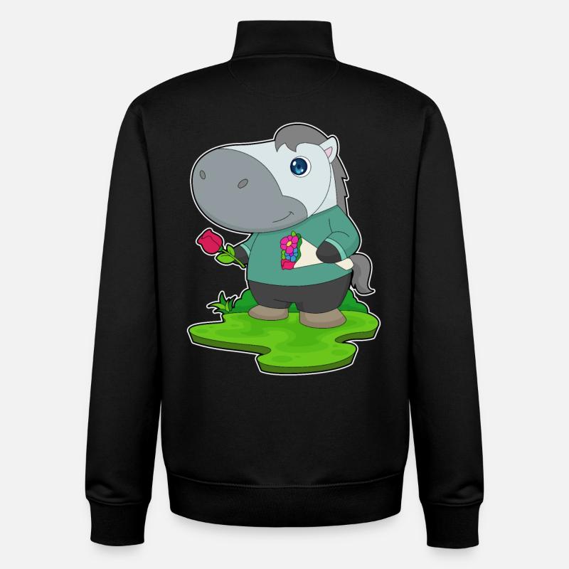 Pferd Blumenstrauß - Unisex Organic Zip Sweatshirt von Stanley/Stella - Schwarz