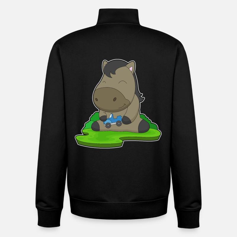 Cheval jouet voiture - Sweat zippé unisexe en coton bio Stanley/Stella - noir