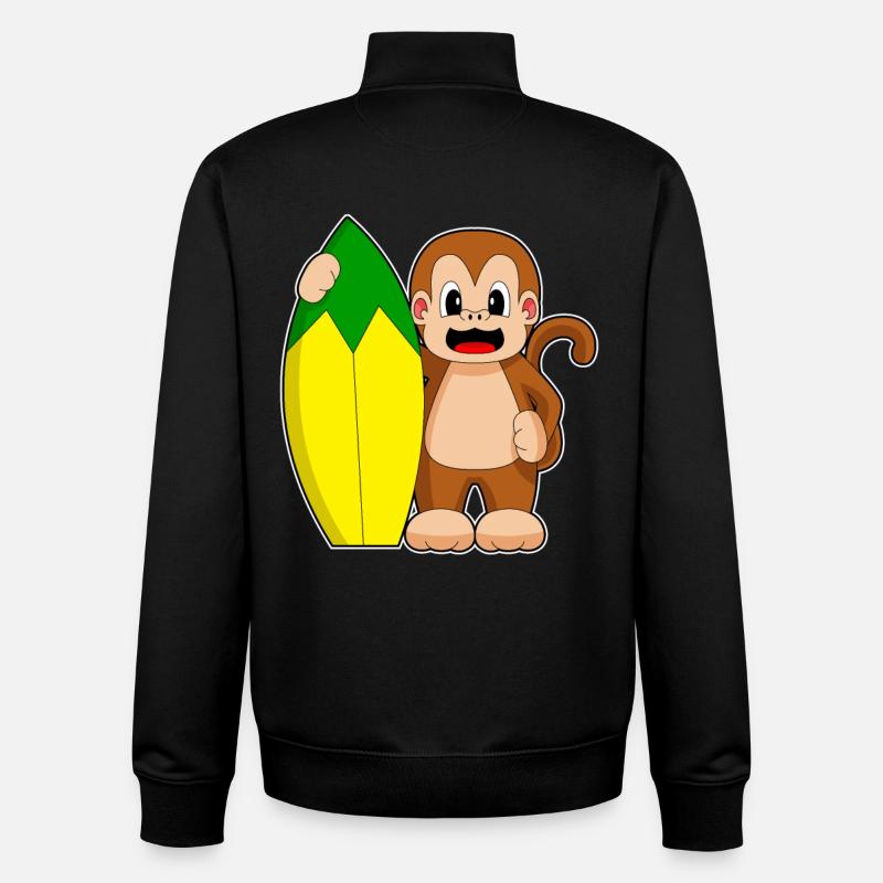 Monkey Banana Surf - Sweat zippé unisexe en coton bio Stanley/Stella - noir