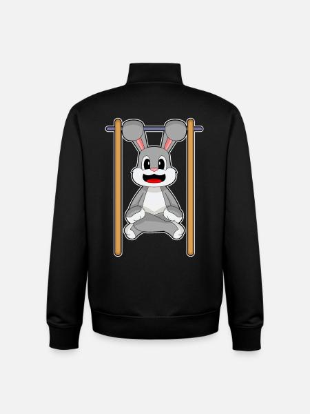 Bunny Bodybuilder Pull-ups Bodybuilding - Unisex Organic Zip Sweatshirt by Stanley/Stella - black