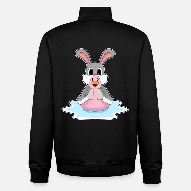 Rabbit Flamingo - Unisex Organic Zip Sweatshirt by Stanley/Stella - black