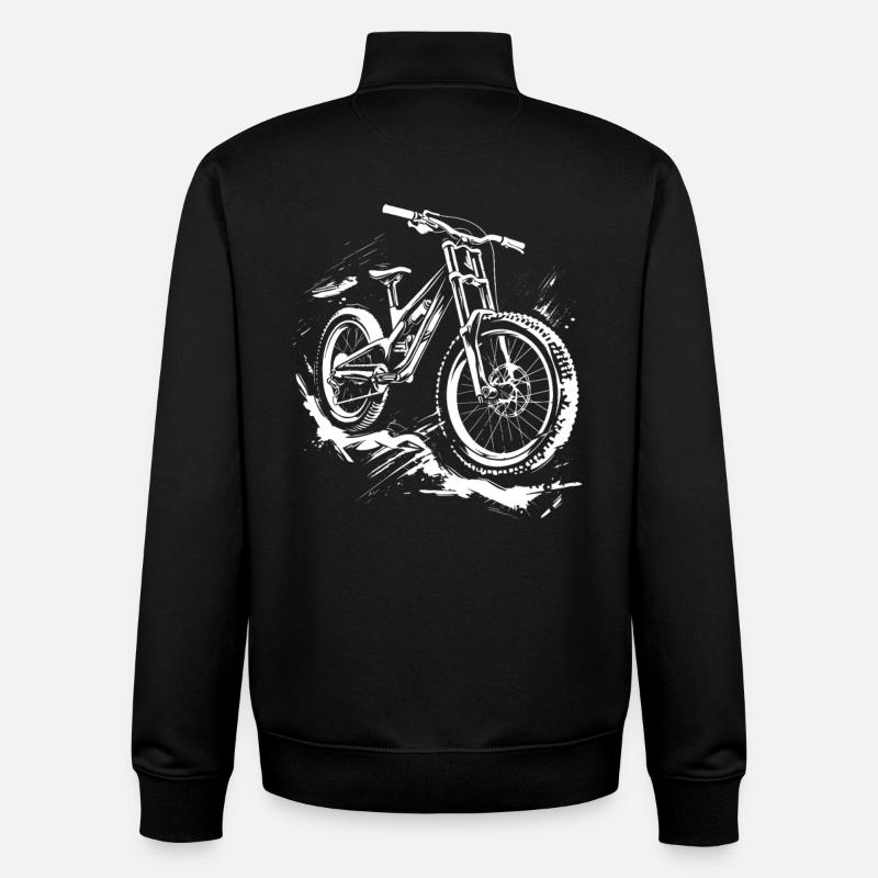 Mountain Biker Drawing - Unisex Organic Zip Sweatshirt by Stanley/Stella - black