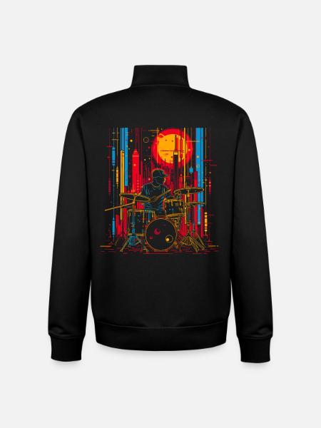Drummer Portrait - Unisex Organic Zip Sweatshirt by Stanley/Stella - black
