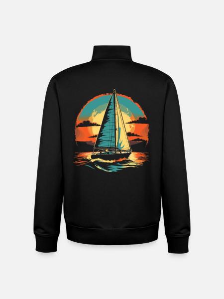 Sailboat Portrait - Unisex Organic Zip Sweatshirt by Stanley/Stella - black