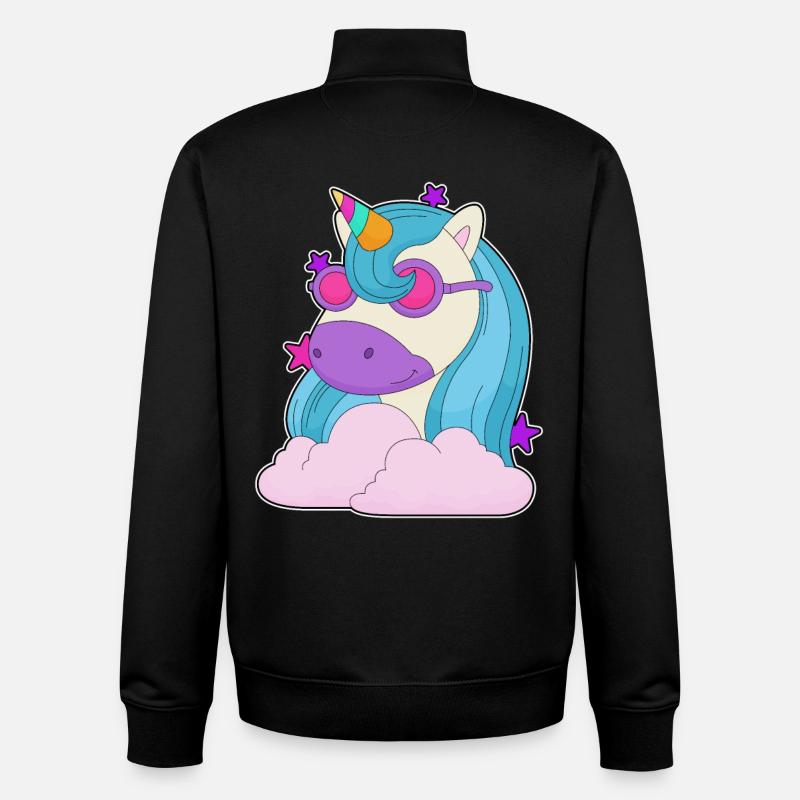 Einhorn Wolken - Unisex Organic Zip Sweatshirt von Stanley/Stella - Schwarz