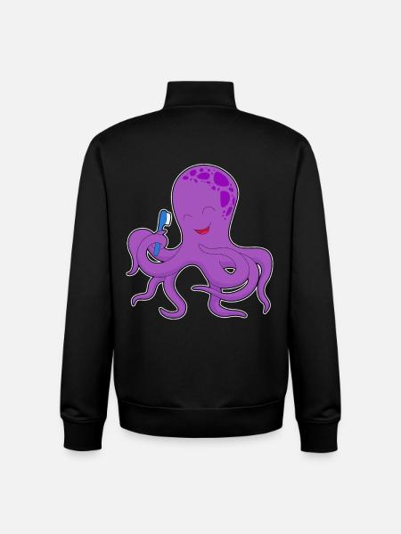 Octopus Toothbrush - Unisex Organic Zip Sweatshirt by Stanley/Stella - black