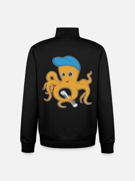 Octopus Newspaper - Unisex Organic Zip Sweatshirt by Stanley/Stella - black
