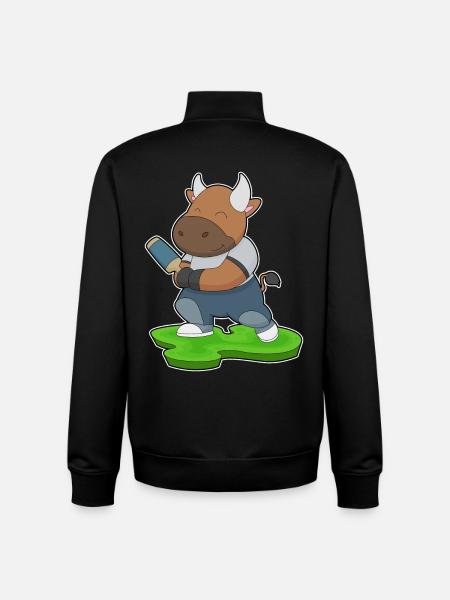 Bull Cricket Cricket Bat - Unisex Organic Zip Sweatshirt by Stanley/Stella - black