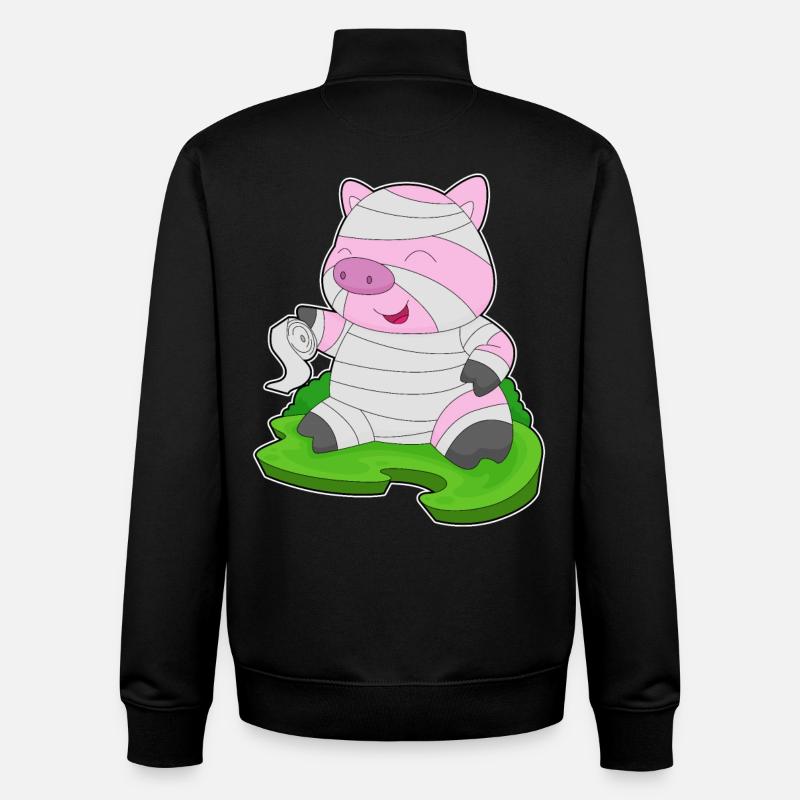 Pig Halloween Mummy - Unisex Organic Zip Sweatshirt by Stanley/Stella - black