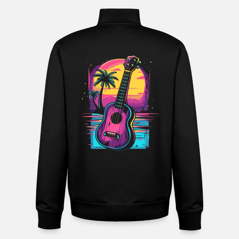 Ukulele 80er Jahre Look - Unisex Organic Zip Sweatshirt von Stanley/Stella - Schwarz
