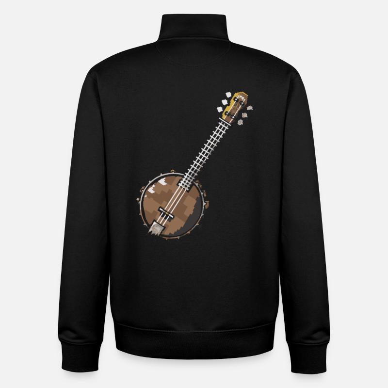 Banjo Pixel Art - Sweat zippé unisexe en coton bio Stanley/Stella - noir