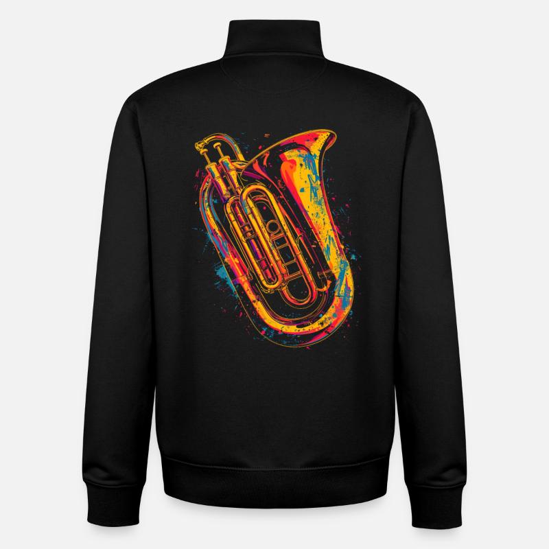 Tuba Graphique - Sweat zippé unisexe en coton bio Stanley/Stella - noir
