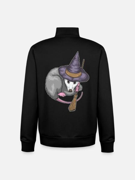 Possums Witch Broom - Sweat zippé unisexe en coton bio Stanley/Stella - noir