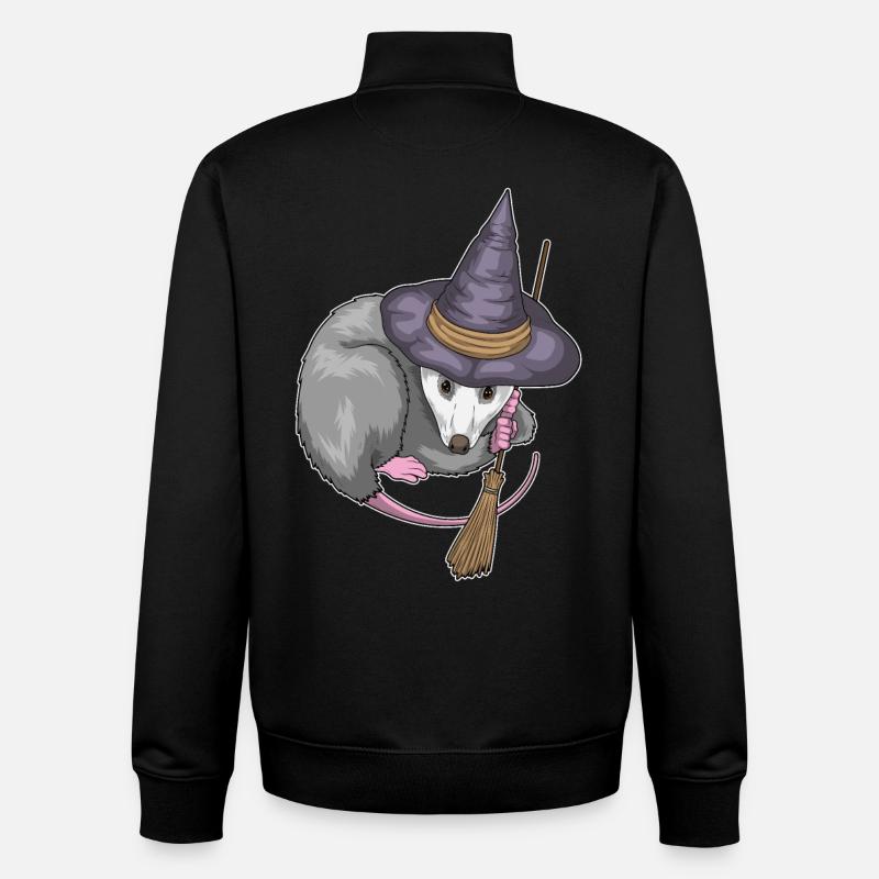 Possums Witch Broom - Unisex Organic Zip Sweatshirt by Stanley/Stella - black