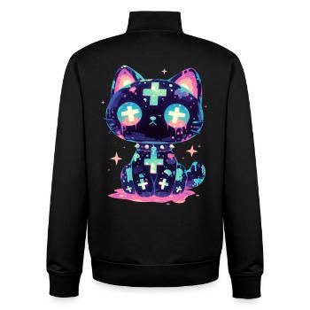 Goth Cat Doll Katze Gothic Puppe Grunge Geschenk - Unisex Organic Zip Sweatshirt von Stanley/Stella - Schwarz - Hinten - AI Model Male 185 light (185cm)