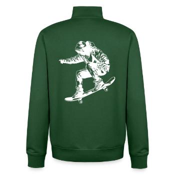 Skateboarding Graphics - Unisex Organic Zip Sweatshirt by Stanley/Stella - bottle green - Back - AI Model Male 185 dark (185cm)