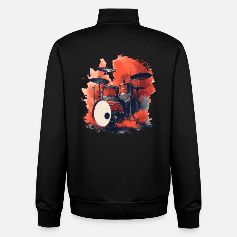 Batterie Style Rétro - Sweat zippé unisexe en coton bio Stanley/Stella - noir