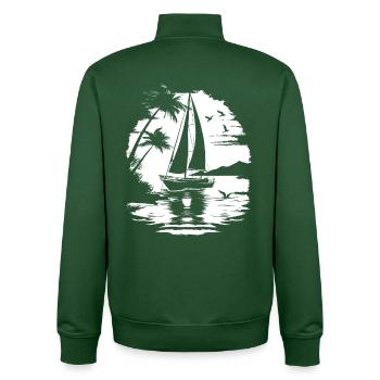 Sailing Drawing - Unisex Organic Zip Sweatshirt by Stanley/Stella - bottle green - Back - AI Model Male 185 dark (185cm)