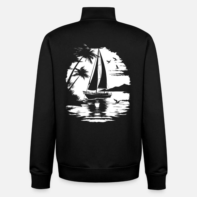 Dessin de voile - Sweat zippé unisexe en coton bio Stanley/Stella - noir