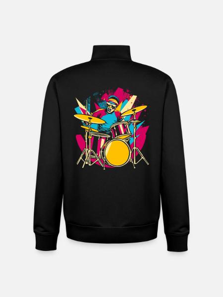 Drummer Synthwave - Unisex Organic Zip Sweatshirt by Stanley/Stella - black
