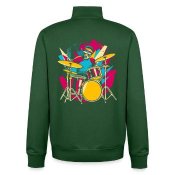 Drummer Synthwave - Unisex Organic Zip Sweatshirt by Stanley/Stella - bottle green - Back - AI Model Male 185 dark (185cm)