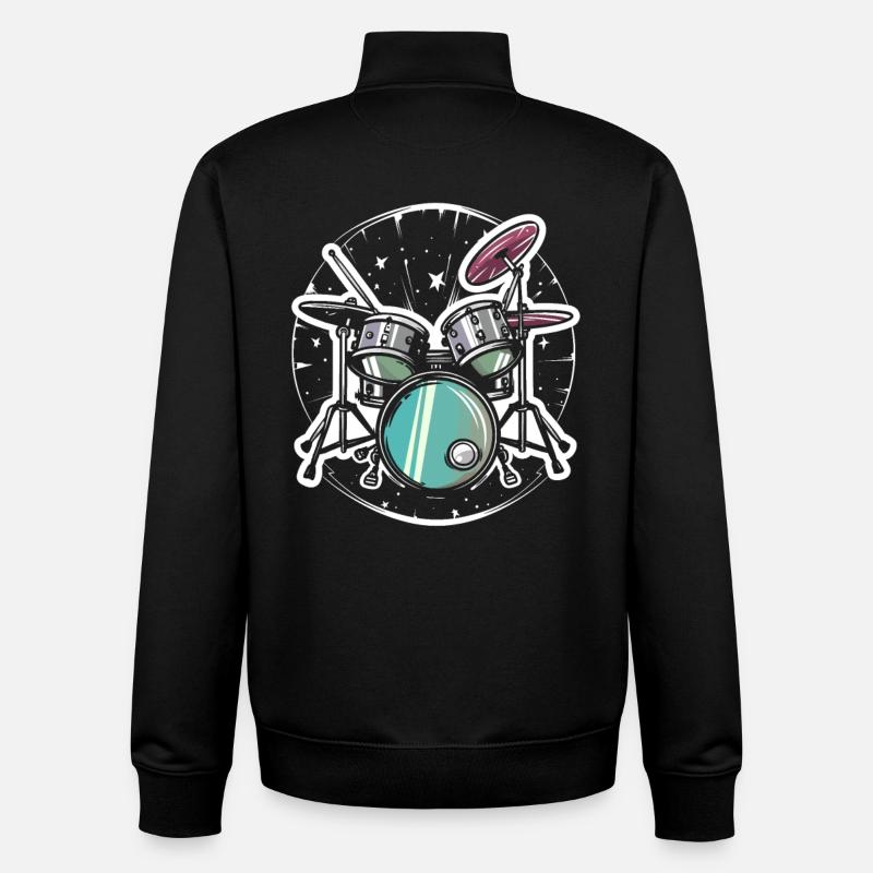 Drums Graphics - Unisex Organic Zip Sweatshirt by Stanley/Stella - black