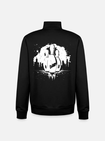 Bowling Drawing - Unisex Organic Zip Sweatshirt by Stanley/Stella - black