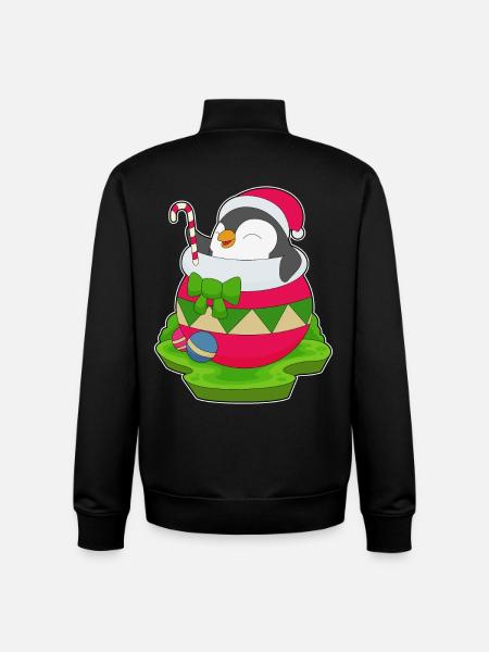 Pingouin Canne de Noël - Sweat zippé unisexe en coton bio Stanley/Stella - noir