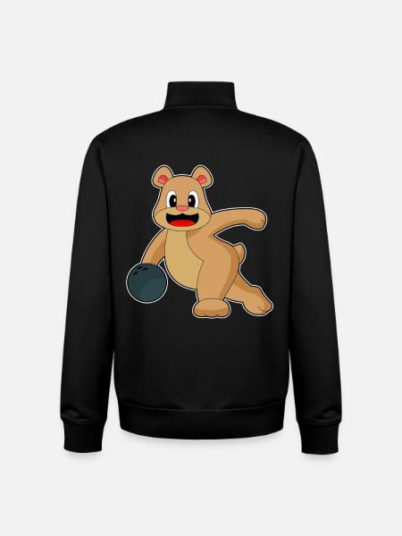 Bear Bowling Bowling Ball - Unisex Organic Zip Sweatshirt by Stanley/Stella - black