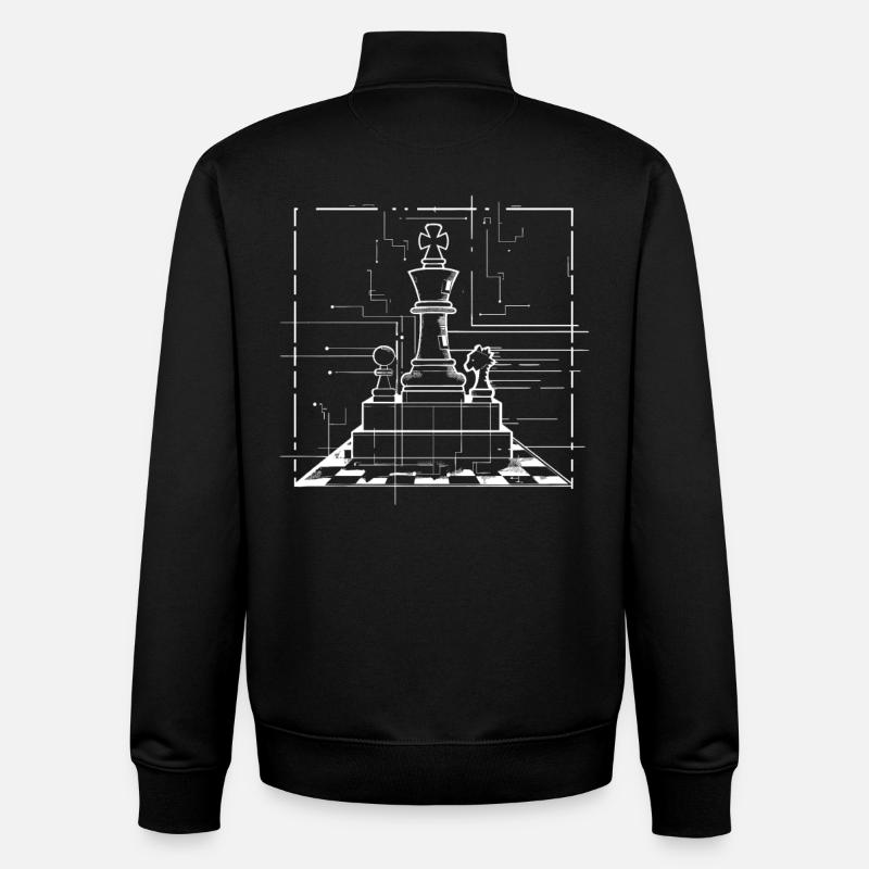 Chess Pieces Drawing - Unisex Organic Zip Sweatshirt by Stanley/Stella - black