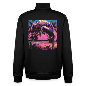 Boxing Gloves Retrowave - Unisex Organic Zip Sweatshirt by Stanley/Stella - black - Back - AI Model Male 185 light (185cm)
