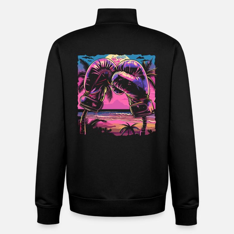 Gants de boxe Retrowave - Sweat zippé unisexe en coton bio Stanley/Stella - noir