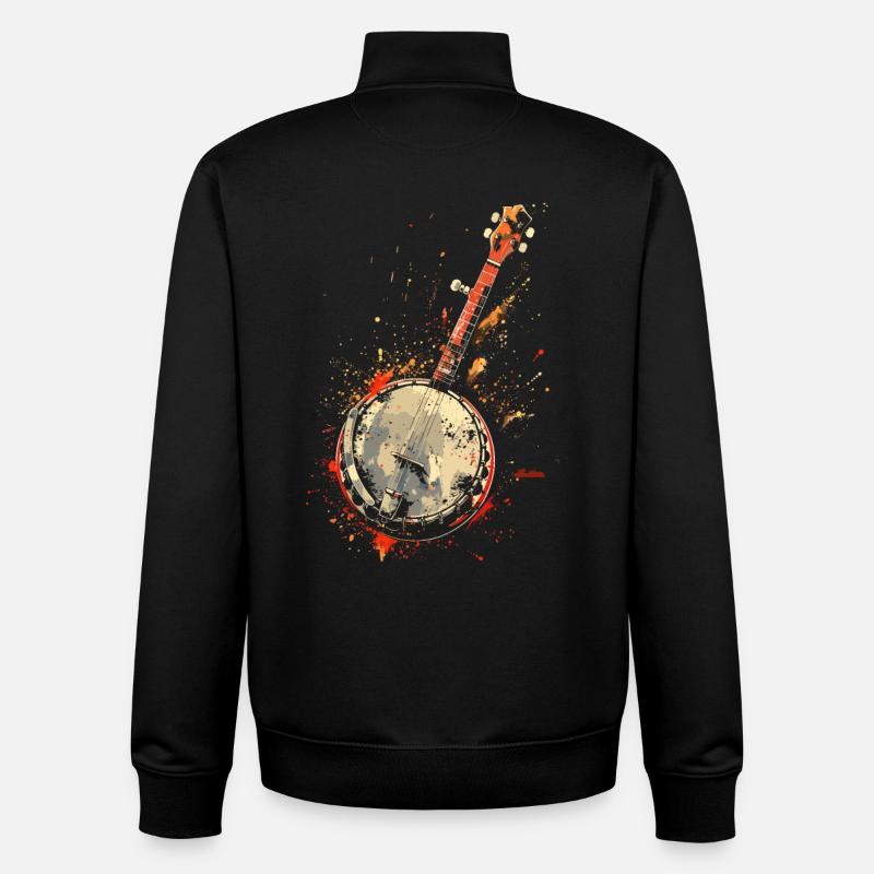 Banjo Éclaboussures de Couleur - Sweat zippé unisexe en coton bio Stanley/Stella - noir