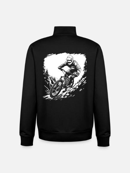 Mountain Biking Sketch - Unisex Organic Zip Sweatshirt by Stanley/Stella - black
