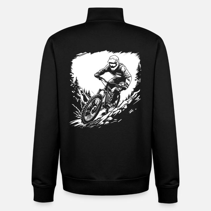 Mountain Biking Sketch - Unisex Organic Zip Sweatshirt by Stanley/Stella - black
