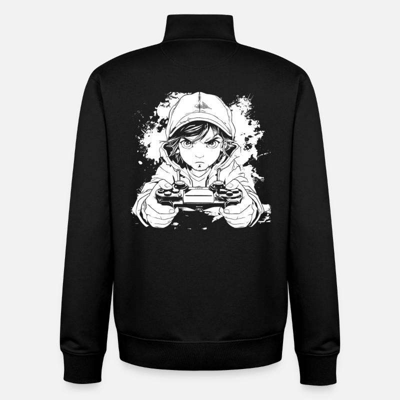 Gamer Anime Style - Sweat zippé unisexe en coton bio Stanley/Stella - noir