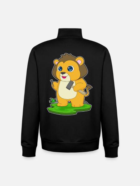 Lion Craftsman Hammer Craft - Unisex Organic Zip Sweatshirt by Stanley/Stella - black