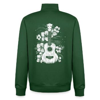 Ukulele Comic Look - Unisex Organic Zip Sweatshirt von Stanley/Stella - Flaschengrün - Hinten - AI Model Male 185 dark (185cm)