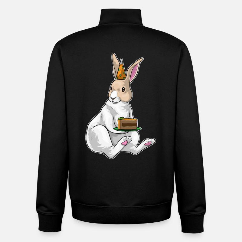 Gâteau d’anniversaire lapin - Sweat zippé unisexe en coton bio Stanley/Stella - noir