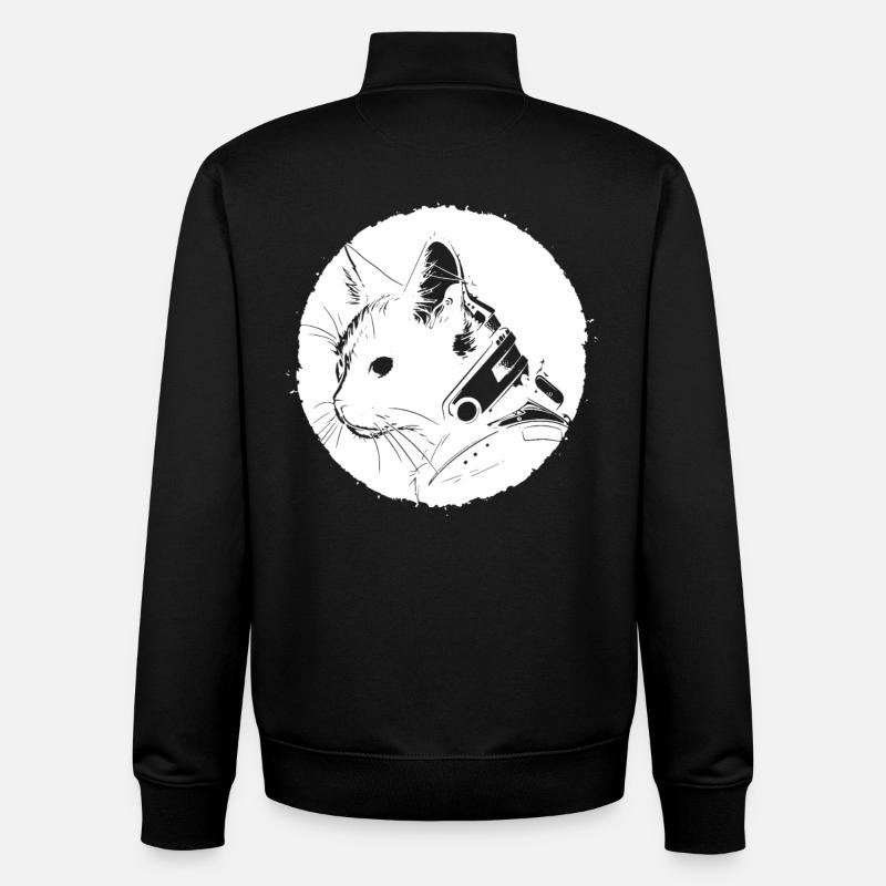 Chat Steampunk - Sweat zippé unisexe en coton bio Stanley/Stella - noir